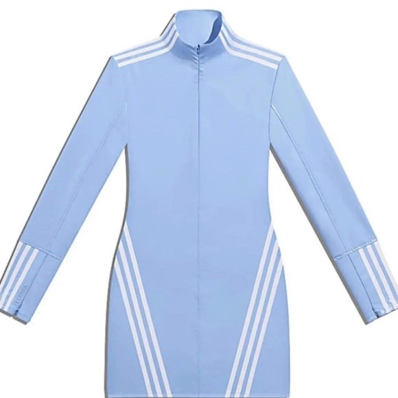 Adidas Originals Women's Light Blue White Ivy Park 1/2 Zip Latex Dress H18994 - Picture 2 of 6